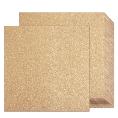 Gold Glitter Cardstock 12x12 Doublesided 24 Sheets, Goefun Champagne Gold No Sheed Glitter Paper 300GSM/110LB Thick Card Stock for Circut, Card Making, DIY Projects, Party Decorations, Scrapbooking von Goefun