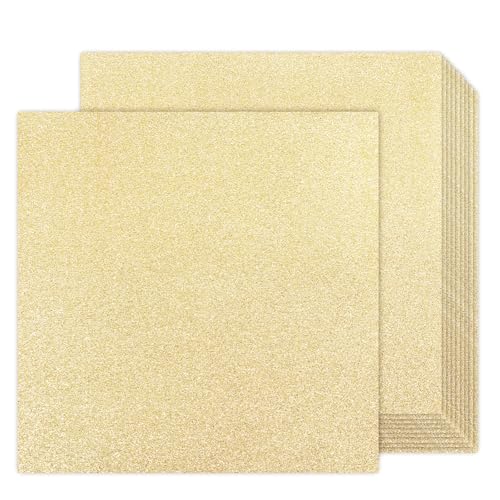Gold Glitter Cardstock 12x12 Doublesided 24 Sheets, Goefun Champagne Gold No Sheed Glitter Paper 300GSM/110LB Thick Card Stock for Circut, Card Making, DIY Projects, Party Decorations, Scrapbooking von Goefun