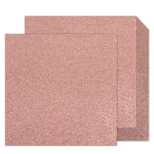 Roségoldener Glitzer-Karton, 30,5 x 30,5 cm, doppelseitig, 24 Blatt, Goefun Gold, kein Ausfallen, Glitzerpapier, 280 g/m², rosa Karton für Handwerk, Kunst, Einladungen, Abschlussfeiern, Roségoldener Glitzer-Karton, 30,5 x 30,5 cm, doppelseitig, 24 Blatt, Goefun Gold, kein Ausfallen, Glitzerpapier, 280 g/m², rosa Karton für Handwerk, Kunst, Einladungen, Abschlussfeiern, von Goefun