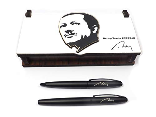 Gök-Türk Schatulle aus Holz mit 2 Kugelschreiber Recep Tayyip Erdogan Türkei (mit Gravur) von Gök-Türk