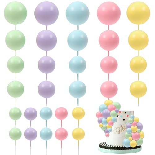 30 Stück Kugel-Kuchenaufsätze, DIY-Kucheneinsatz, Kugel-Kuchenspieße, Cupcake-Topper für Geburtstagsparty, Babyparty, Hochzeit, Kuchendekoration (bunt) von Goensjt