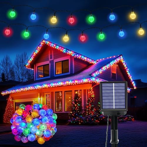 Lichterkette Außen Solar Wetterfest, 60 LED 3M + 10,2M 8 Modi IP65 Wasserdicht Bunt Solarlichterkette aussen Wetterfest Solar Lampions für Balkon Deko Terrassen Garten Bäume Weihnachten Festival Party von Goffii