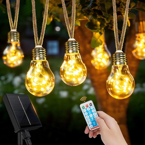 Solar Lichterkette Aussen Mit 20 Glühbirnen 12.5M Lichterkette Außen Wetterfest Warmweiß mit 8 Modi Memory-Funktion Timer für Vintage Deko Gärten Terassen Hochzeiten Balkon Party Hochzeit Solar Lichterkette Aussen Mit 20 Glühbirnen 12.5M Lichterkette Außen Wetterfest Warmweiß mit 8 Modi Memory-Funktion Timer für Vintage Deko Gärten Terassen Hochzeiten Balkon Party Hochzeit von Goffii