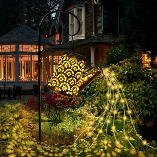 Solar Lichterkette Gießkanne, Solarlampen für außen mit Schäferhaken, Solarlaterne IP65 Wasserdicht, LED Lichterketten für Garten deko, Außen, Hof, Weg, Blumenbeet von Goffii