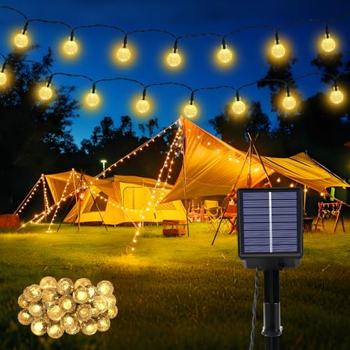 Solar Lichterkette aussen Wetterfest, 30 LED Warmweiß 3M + 5,1M 8 Modi IP65 Solarlichterkette Aussen Wetterfest Solar Lampions für Balkon Deko Terrassen Garten Bäume Weihnachten Hochzeiten Partys von Goffii