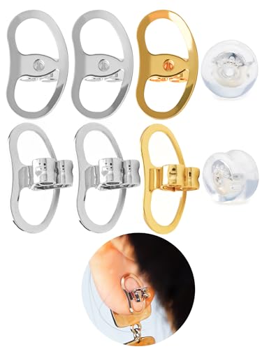 Ohrring-Verschlüsse für hängende Ohren, verstellbare schwere Ohrringe, 8 Paar (2 Silber + 1 Gold + 1 Silikon) von Goffing