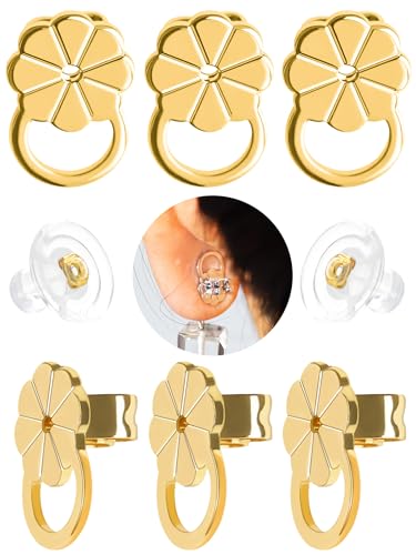 Ohrring-Verschlüsse für hängende Ohren, verstellbare schwere Ohrringe, 8 Paar Ersatz (6 goldene Krone + 2 Silikon) von Goffing
