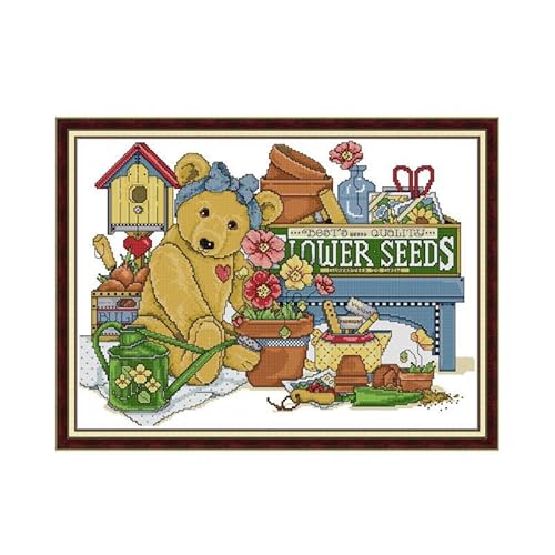 Gofission Kreuzstich Set Vorgedruckt Stickpackungen, Garten Bär 11ct Stickset 62 x 47 cm mit Stoff Vorlagen für Erwachsene Anfänger Gofission Kreuzstich Set Vorgedruckt Stickpackungen, Garten Bär 11ct Stickset 62 x 47 cm mit Stoff Vorlagen für Erwachsene Anfänger von Gofission