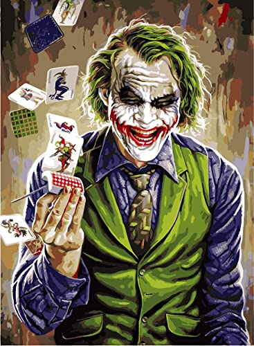 Gofission Malen nach Zahlen für Erwachsene Kinder Clown Joker DIY Ölgemälde 40x50 cm Paint by Numbers (Mit Rahmen) von Gofission