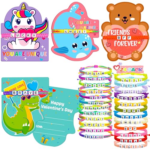 Gofriipai Valentinstagskarten für Freunde für immer, mit Freundschafts-Perlenarmbändern für Klassenzimmerpreise, Geschenkaustausch, Valentinstagsgeschenke für Kinder, Schule, 24 Stück Gofriipai Valentinstagskarten für Freunde für immer, mit Freundschafts-Perlenarmbändern für Klassenzimmerpreise, Geschenkaustausch, Valentinstagsgeschenke für Kinder, Schule, 24 Stück von Gofriipai