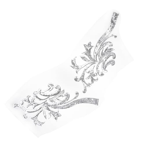 Gogogmee 1 Paar Pailletten Stickerei Blumenapplikation DIY Stoffpatch für Tanzkleider Handarbeiten und Dekoration Silber von Gogogmee