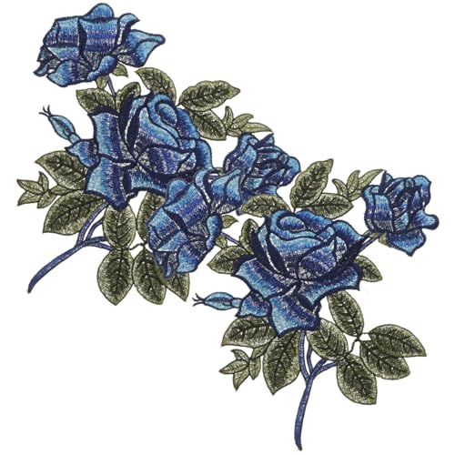 Gogogmee 1 Paar Stickerei-reparatur-stickerei An Dekoration Patch Kleidung Applikationen Für Flecken Naht Blume Flicken Nähen Erwachsene Stoffreparaturflicken Stich Blue Polyester von Gogogmee