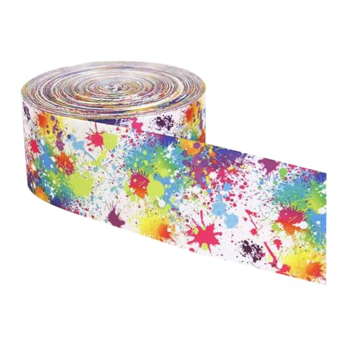 Gogogmee 1 Rolle Bunte Druck Webbandrolle Breites DIY Geschenkband Polyester für Kreative Bastelarbeiten und Verpackungen Rolle von Gogogmee