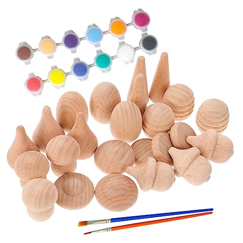 Gogogmee 1 Satz DIY Holzklötze mit Unlackierten Bausteinen und Farben Basteln für Deko und Malen Vielseitig Einsetzbar für und Zufällige Farbe Zufällige Farbe von Gogogmee