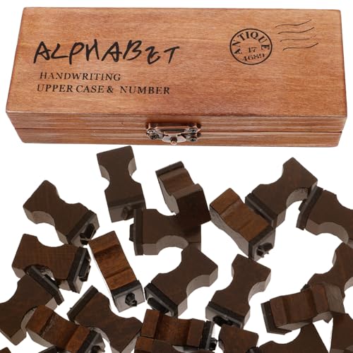 Gogogmee 1 Satz DIY Holzstempel für Scrapbooking Retro Alphabet Stempel Holzbox Großbuchstaben für Kreative Projekte Tagebuch und Karten Dekoration von Gogogmee
