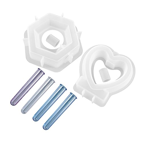 Gogogmee 1 Satz Diy Hydroponische Vase Silikonform Epoxidharz Gießform für Hexagon und Herz Vase Reagenzgläser für Kreative Blumendekorationen Ihrem Zuhause Zufällige Farbe von Gogogmee