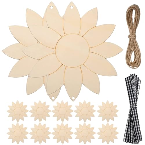 Gogogmee 1 Satz Unlackierte Holz Sonnenblumen Ausschnitte für DIY Projekte mit Bändern und Jute für Hochzeiten Partys und Kreative Bastelarbeiten Gogogmee 1 Satz Unlackierte Holz Sonnenblumen Ausschnitte für DIY Projekte mit Bändern und Jute für Hochzeiten Partys und Kreative Bastelarbeiten von Gogogmee