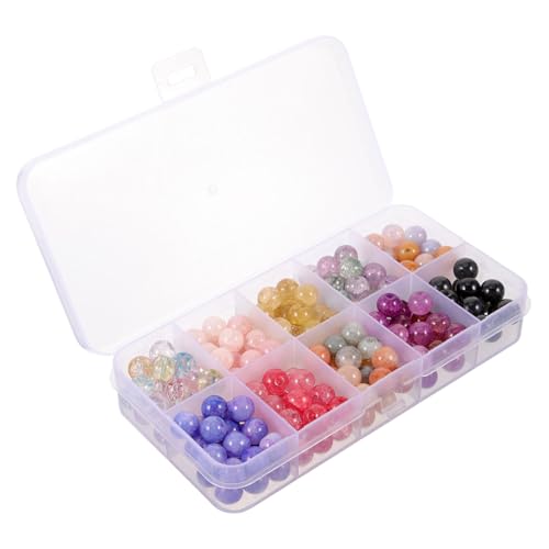 Gogogmee 1 Schachtel Bunte Glasperlen Lose mit Runde Schmucksteine für DIY Armbänder Halsketten Ohrringe Vielseitige Bastelperlen für Kreative Schmuckherstellung und Heimdekoration von Gogogmee