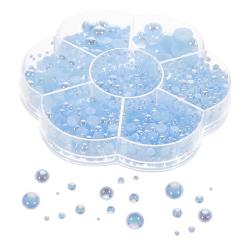 Gogogmee 1 Schachtel Halbrunde Flache Imitationsperlen DIY Haarschmuck Perlen zum Bekleben für Kleidung Handwerk Vielseitige Dekoration für Stirnbänder Handyhüllen Party Accessoires von Gogogmee