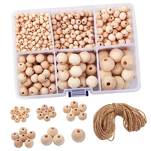 Gogogmee 1 Schachtel Holzperlen Fach Box Natürliche Runde DIY Holzperlen mit Langlebig und Vielseitig für Schmuckherstellung Makramee Basteln und Wohnkultur für Armbänder und Girlanden von Gogogmee