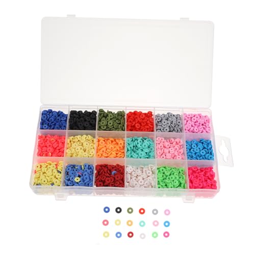 Gogogmee 1 Schachtel Polymer Clay Spacer Perlen Fächer Box Bunte Flache DIY Bastelperlen für Schmuckherstellung Armbänder Halsketten Anhänger Zubehör von Gogogmee
