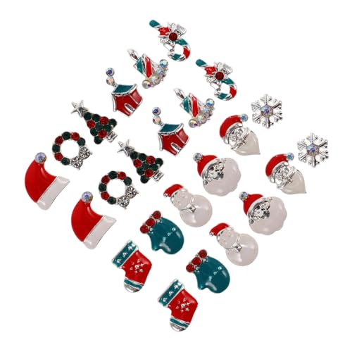Gogogmee 1 Schachtel Weihnachtliche Nagelcharms Set aus Legierung mit Santa Claus Weihnachtsbaum Schneeflocken und Strümpfen Teilig für Festliche Maniküre Dekoration von Gogogmee