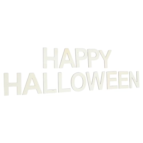 Gogogmee 1 Set „Happy Halloween“-Holzbuchstaben, unlackierte Holzausschnitte zum Basteln von Wanddekorationen und festlichen Feiertagsverzierungen von Gogogmee