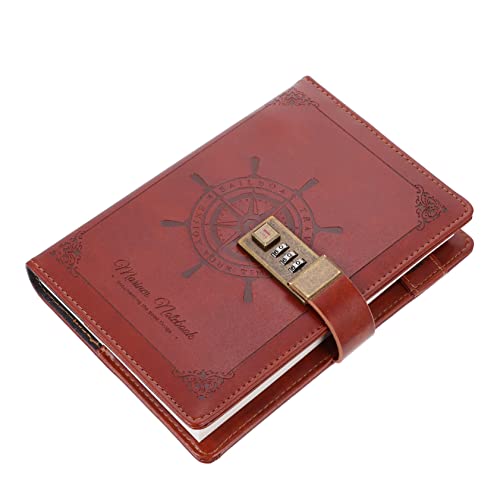 Gogogmee 1 Stück Retro PU Notizbuch mit Zahlenschloss Vintage Tagebuch für Sicheres Schreiben Notepad für Reisen Arbeit und Studium Perfektes für Freunde und Familie von Gogogmee