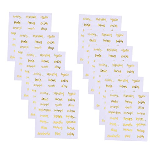 Gogogmee 10 Blatt DIY Etiketten für Ätherische Öle Goldene Aufkleber für Flaschen und Ölbeständig zur Organisation und Dekoration von Aromatherapie Behältern und von Gogogmee