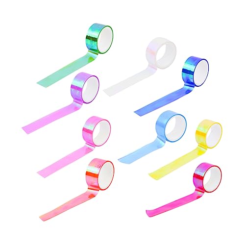 Gogogmee 10 Rollen Farbverlauf Klebeband Buntes Glänzendes Wasserdichtes Dekoratives Klebeband für Scrapbooking DIY und Kreative Bastelprojekte für Notizen und Kalendergestaltung von Gogogmee