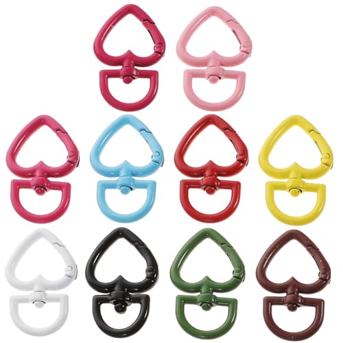 Gogogmee 10 Stück Herzförmige Feder Schnapp Clips Schlüsselanhänger Schmuckzubehör Mischfarben DIY Schlüsselanhänger Verschlüsse für Kreative Bastelprojekte von Gogogmee