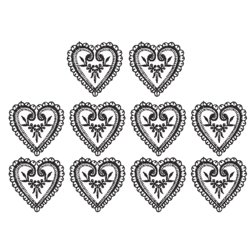 Gogogmee 10 Stück Herzförmige Stickerei Patches DIY Bastel und Nähpatches für Kleidung Hüte und Rucksäcke zur Abdeckung von Flecken und Löchern Schwarz von Gogogmee
