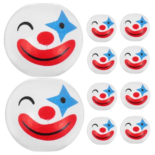 Gogogmee 10 Stück Holzperlen mit Clown Gesicht Bunte Holzperlen zum Auffädeln für DIY Schmuckherstellung Kreative Bastelperlen für Armband Halskette Geburtstagsfeier Familienaktivitäten von Gogogmee