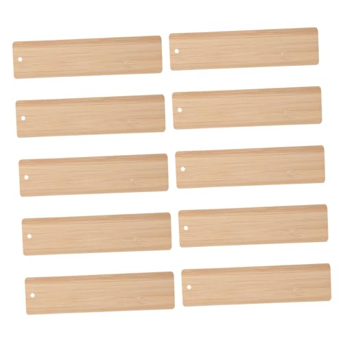 Gogogmee 10 Stück Teiliges Bambus Lesezeichen Blanko mit Löchern zum Beschriften und Basteln Glatte Kanten Runde Ecken DIY Holz Tags für Lesezeichen Partydeko Geschenke Geeignet für Leser von Gogogmee