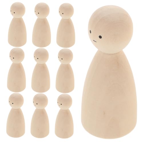 Gogogmee 10 Stück Teiliges Blank Peg Dolls aus Naturbelassenem Holz DIY holzfiguren zum Bemalen Leichte Holzpuppen für Kreative Erwachsenen bastelprojekte als Tischdekoration von Gogogmee