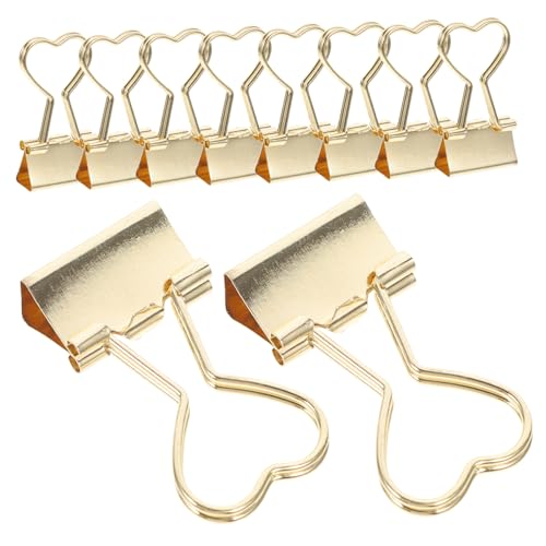 Gogogmee 10 Stück Teiliges Büroklammern Goldene Herz Binder Clips aus Vielseitig Einsetzbar für Dokumente Notizen und für Bürobedarf und Organisation von Gogogmee