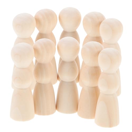 Gogogmee 10 Stück Teiliges DIY Holzpuppen zum Bemalen Naturfarbene Holzfiguren Kreative Bastelfiguren für Handliche Holz peg dolls zum Individuellen Gestalten und Dekorieren von Gogogmee