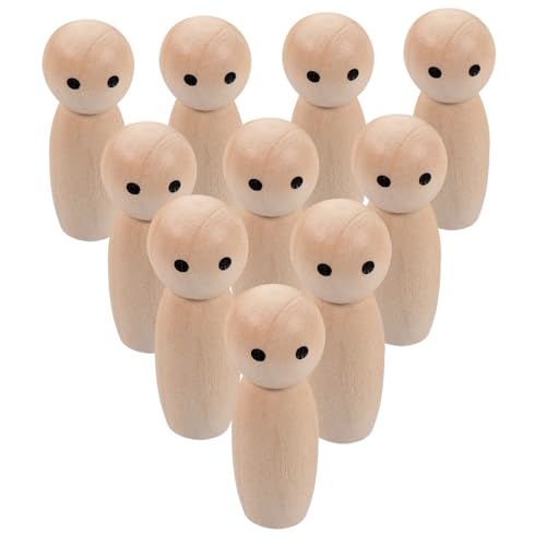Gogogmee 10 Stück Teiliges DIY Unbemalte Holzpuppen Natürliche Steckfiguren zum Bemalen Holzfiguren für Basteln Puppenhaus Dekoration Kreative Handarbeitsspielzeuge von Gogogmee