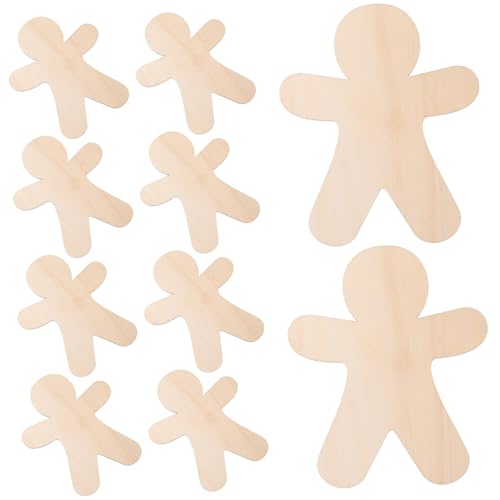 Gogogmee 10 Stück Teiliges Holz Weihnachtsdeko Lebkuchenmann Holz Dekoration DIY Holzanhänger Glatt Beidseitig Poliert für Weihnachtsbaum Basteln und Festliche Tischdeko von Gogogmee