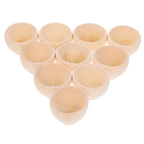 Gogogmee 10 Stück Teiliges Kleine Holzschüsseln Naturbelassen Glatt zum Bemalen DIY Basteln Handwerk Dekoration Hochzeit Party von Gogogmee