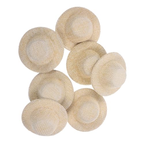 Gogogmee 10 Stück Teiliges Mini Strohhüte aus Eva und Lint Kleine Puppenhüte für DIY Basteln Kreative Mini Deko Puppenhaus Zubehör und Wohnraumdekoration in Naturfarbe von Gogogmee