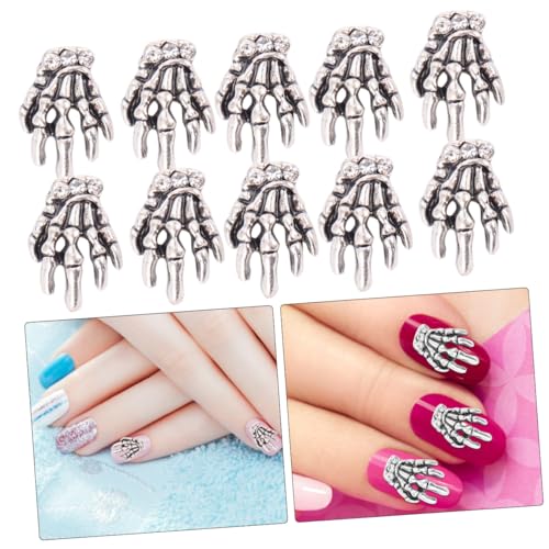 Gogogmee 10 Stück Teiliges Nagelkunst aus Langlebiger Legierung mit Skelett Hand Design DIY Maniküre Aufkleber für Kreative Nageldekoration bei Party und Alltag Gogogmee 10 Stück Teiliges Nagelkunst aus Langlebiger Legierung mit Skelett Hand Design DIY Maniküre Aufkleber für Kreative Nageldekoration bei Party und Alltag von Gogogmee