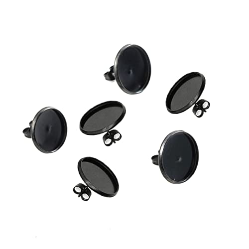 Gogogmee 10 Stück Teiliges Ohrstecker Rohlinge Schwarz aus DIY Schmuckzubehör für Ohrringgestaltung mit Ohrstopper Ohrringe Basteln Zubehör von Gogogmee