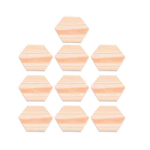 Gogogmee 10 Stück Teiliges Polygonale Holzblöcke Kiefernholz Sechseckige DIY Bastelplatten für Kreative Projekte Durchmesser zum Malen und Verzieren von Gogogmee