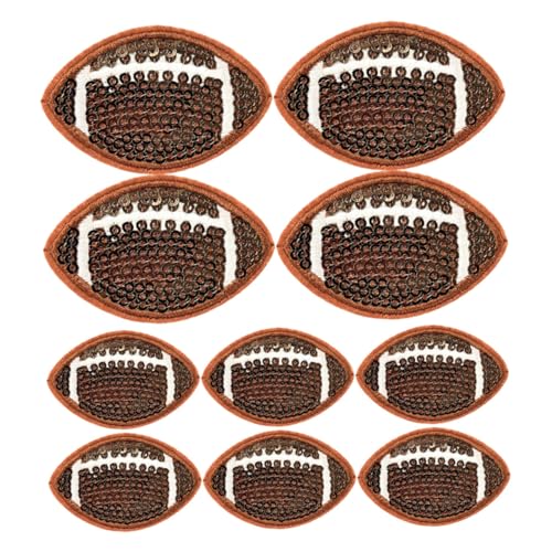 Gogogmee 10 Stück Teiliges Rugby Bügelbild Aufnäher mit Glänzenden Pailletten Große Sport Applikationen zum Aufbügeln Robuste und Waschbeständige Stoffflicken für Kleidung Jacken Jeans und von Gogogmee