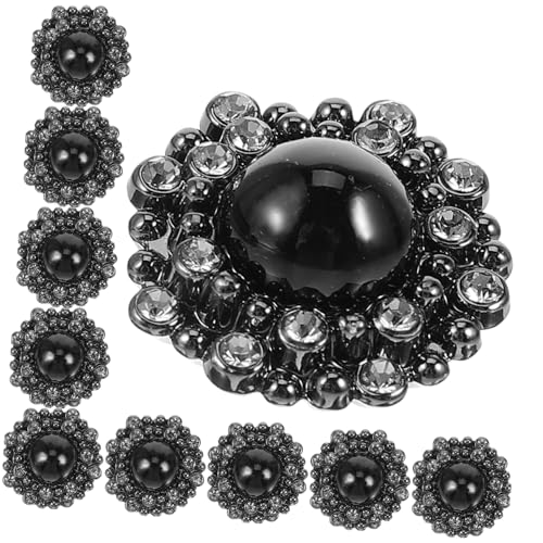 Gogogmee 10 Stück Teiliges Schwarze Metallknöpfe mit Strassverzierung Runde Dekoknöpfe für Anzüge Mäntel Jacken Hemden Modische Nähknöpfe für Kostüm und Kleidung von Gogogmee