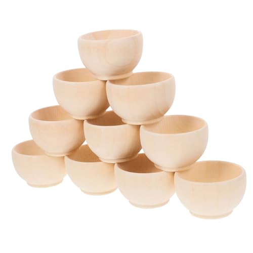 Gogogmee 10 Stück Teiliges Unbemalte Holzschalen zum Bemalen Runde Bastelschalen aus Naturbelassenem Holz DIY Holzschüssel für Handwerk Hochzeit und Wohnkultur von Gogogmee