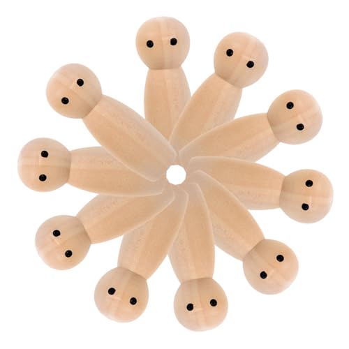 Gogogmee 10 Stück Unbemalte Holz Puppen für DIY Unfertige Holzfiguren Mini Holzfiguren zum Bemalen Kreative Bastelideen für Spiel und Dekoration von Gogogmee
