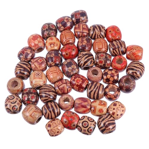 Gogogmee 100 Stück Bunte Bemalte Holzperlen Rund mit Großem für Schmuckherstellung DIY Armbänder Halsketten Bastelperlen Zubehör von Gogogmee