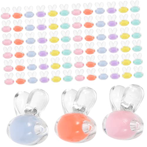 Gogogmee 100 Stück Bunte Diy Perlen Zubehör Niedliche Cartoon Kaninchenform Schmuckperlen für Armbänder und Bastelprojekte Strapazierfähigem von Gogogmee